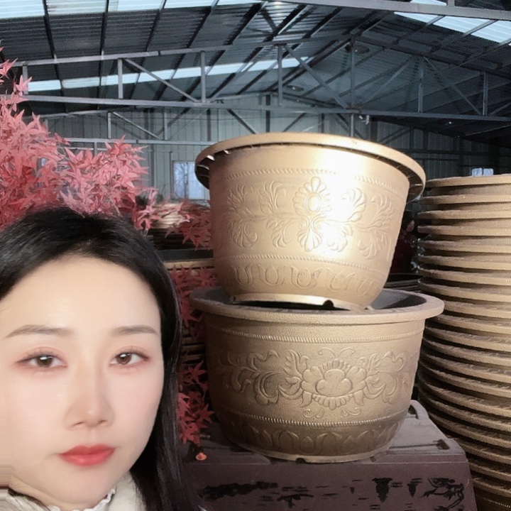 紫色圆形70花盆2个有孔