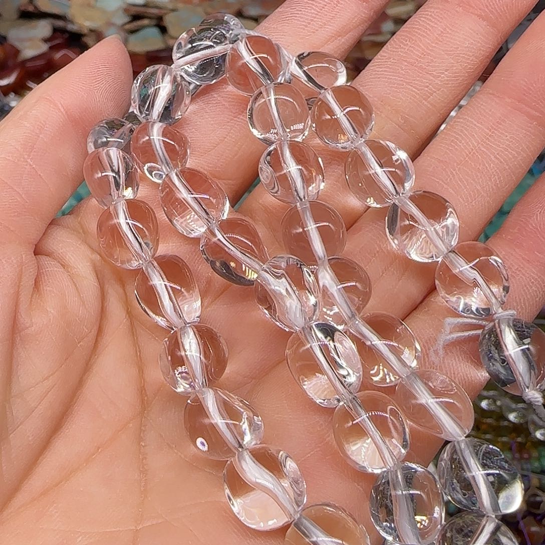 我***我玛瑙/玉髓合金珠宝半成品白水晶圆不定拍两59发一条