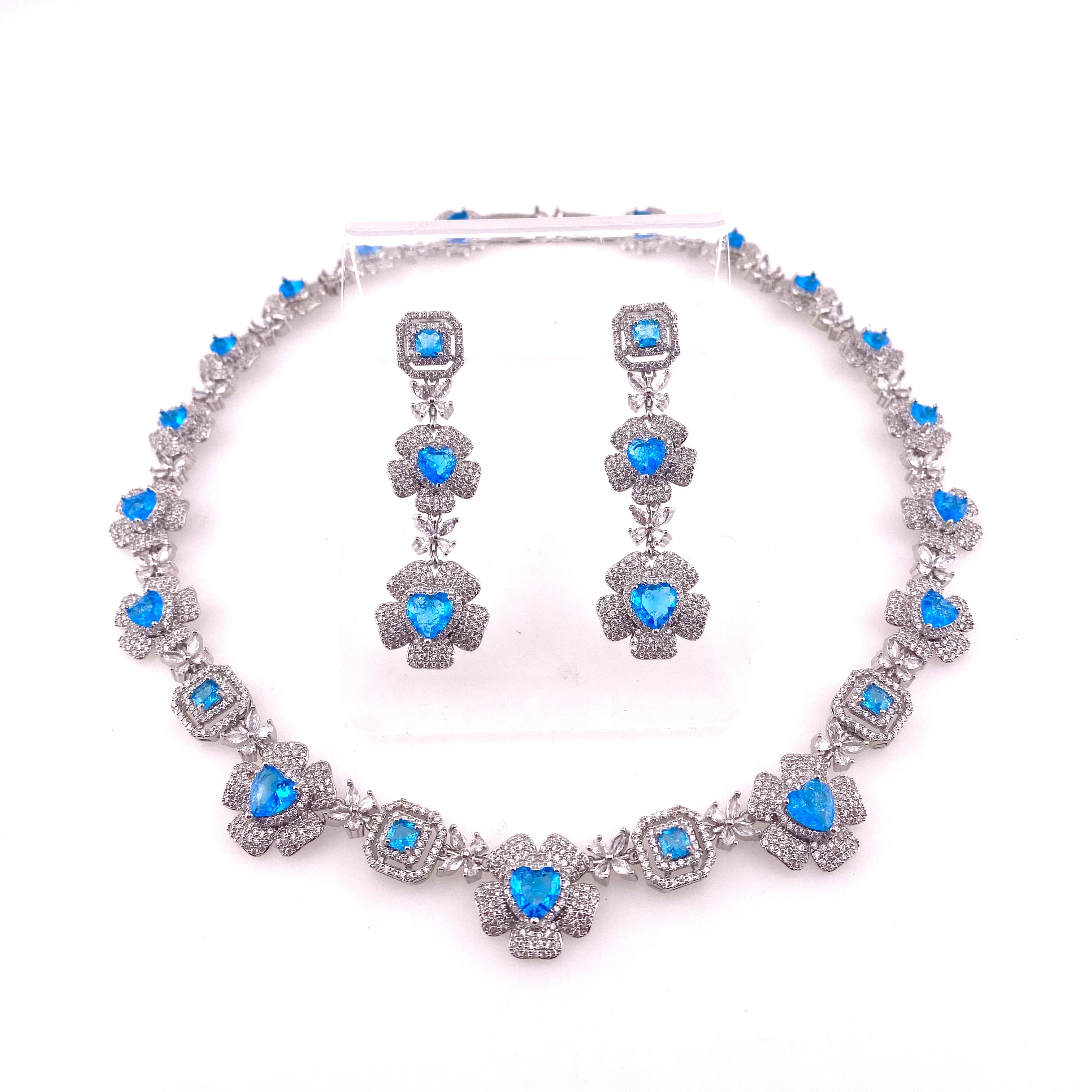 铜合金锆石耳饰 S071 经典时尚复古欧美蓝色设计师精致镶钻