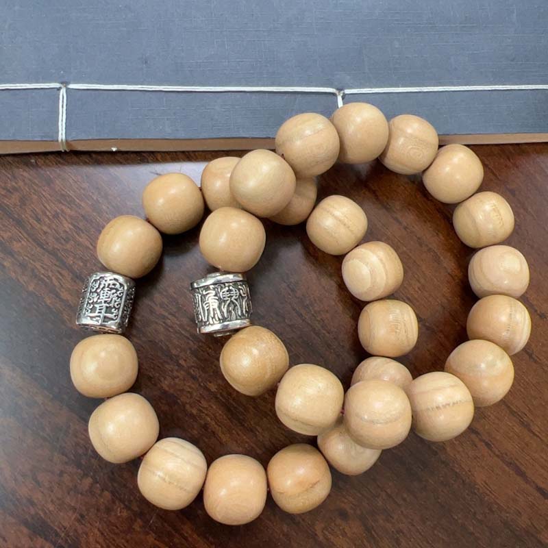 木质手链 桃木老型珠手串九字真言雨渐耳桃木九字真言老型珠手链