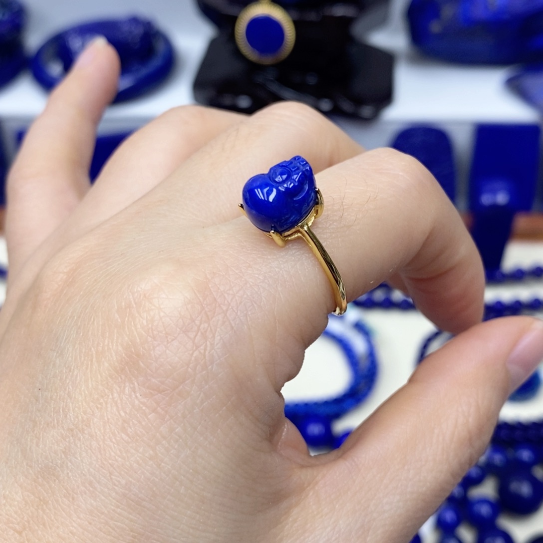 青金石戒指银S925镀金镶嵌