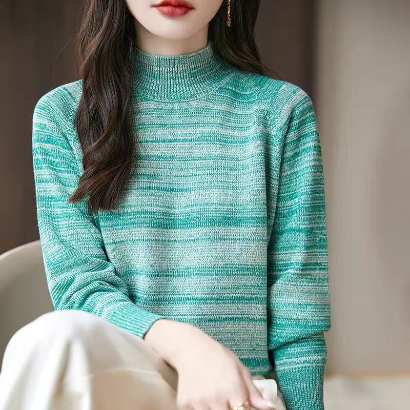 0408 秋冬新款半高领女宽松内搭毛衣女长袖针织衫J6-1