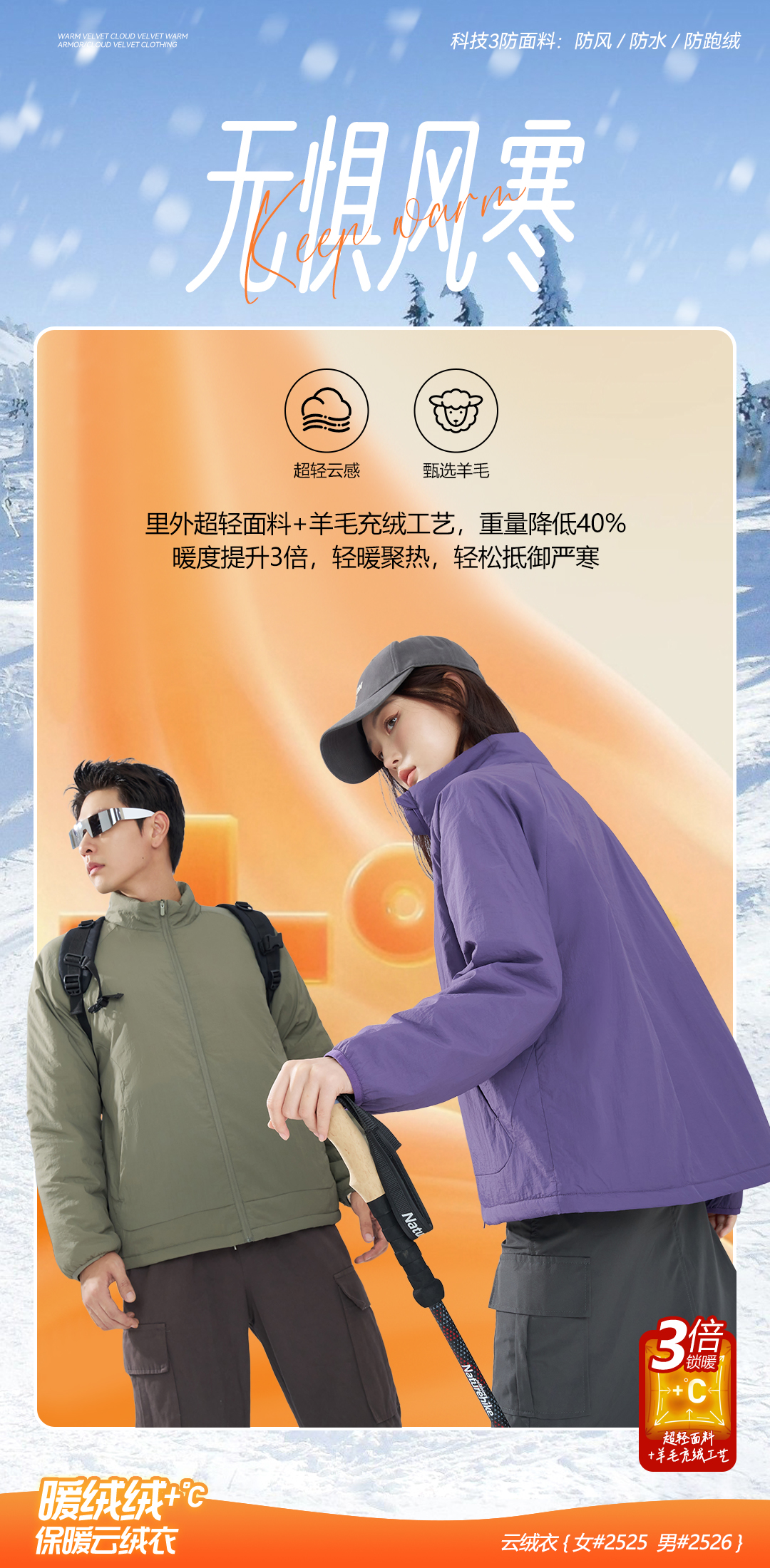 【100羊毛黑科技】情侣款户外梭织外套2525/6