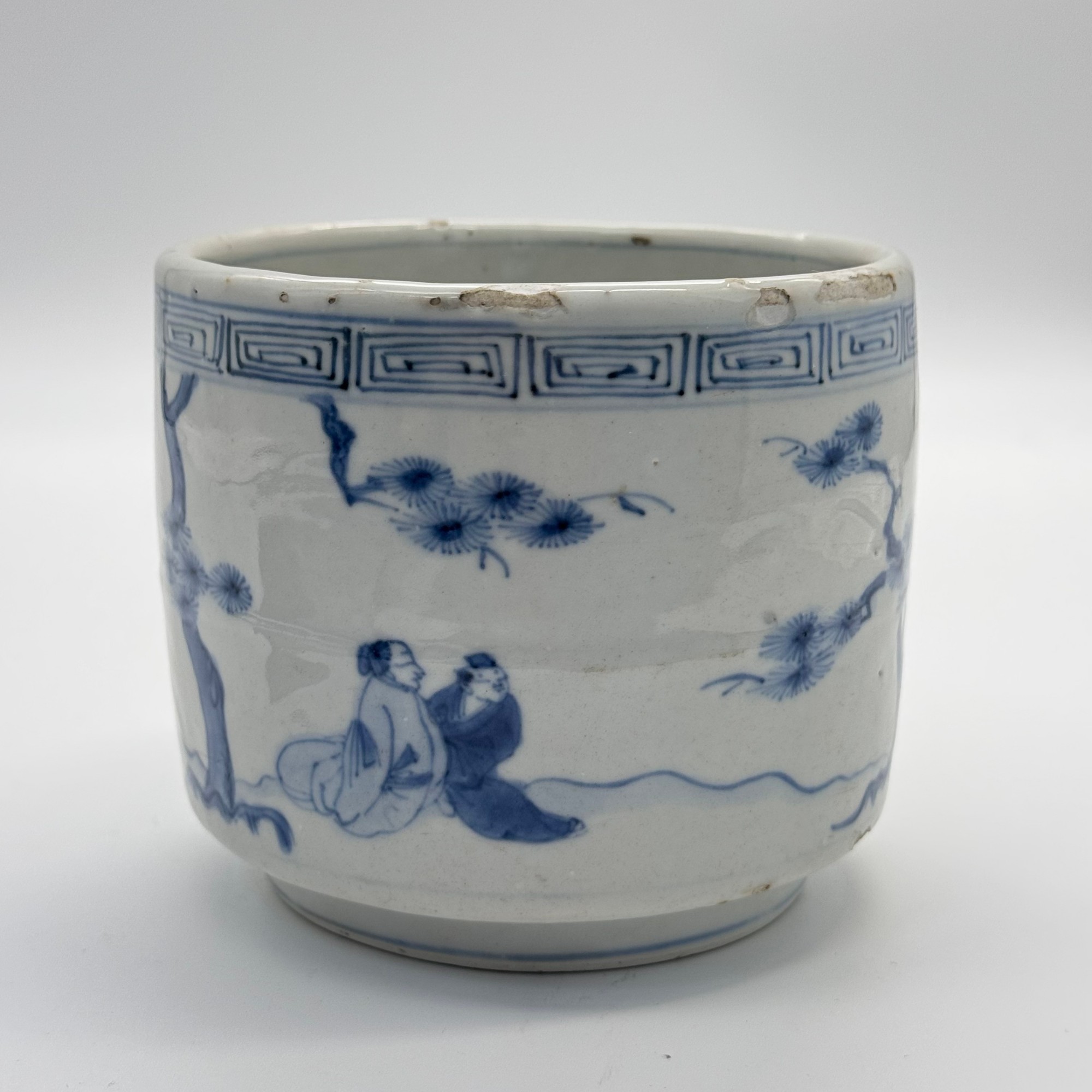 明晚期青花人物香炉【古董拍卖】ZJ-00016