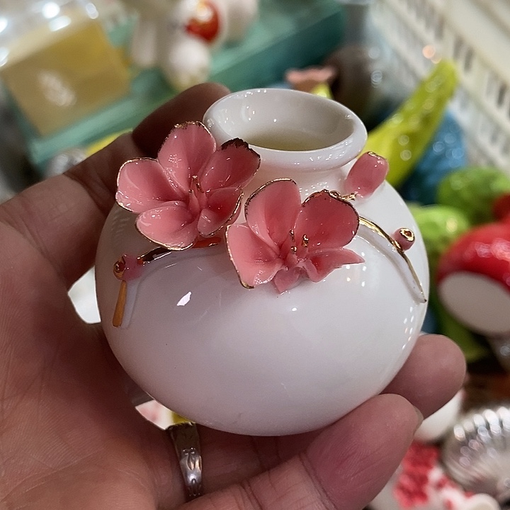 瓷片纯手工陶瓷花摆件1瑕