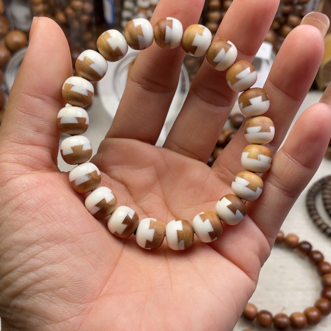 无***檀香木手串/手链印度老山檀香榫卯珠