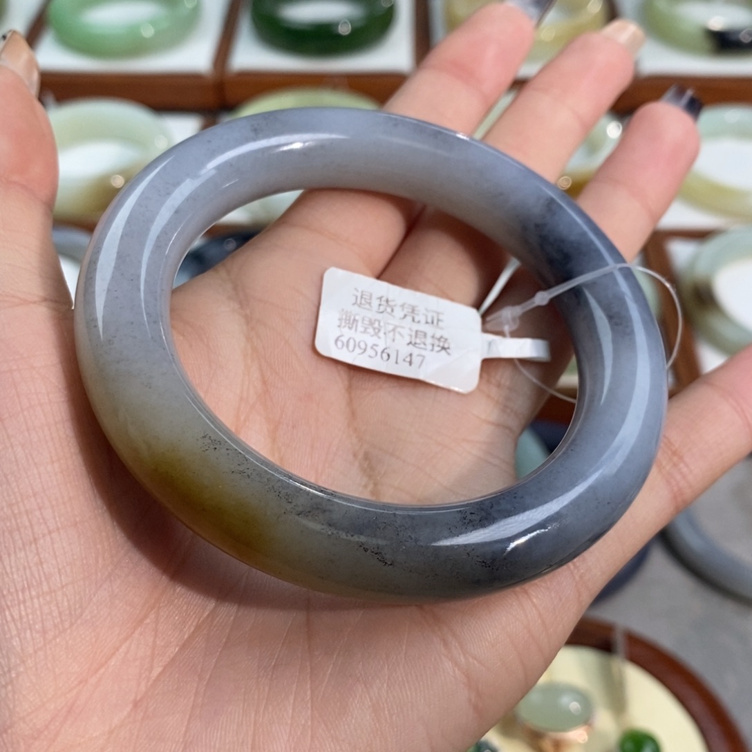 和田玉未镶嵌手镯楼兰三色圆条58/59