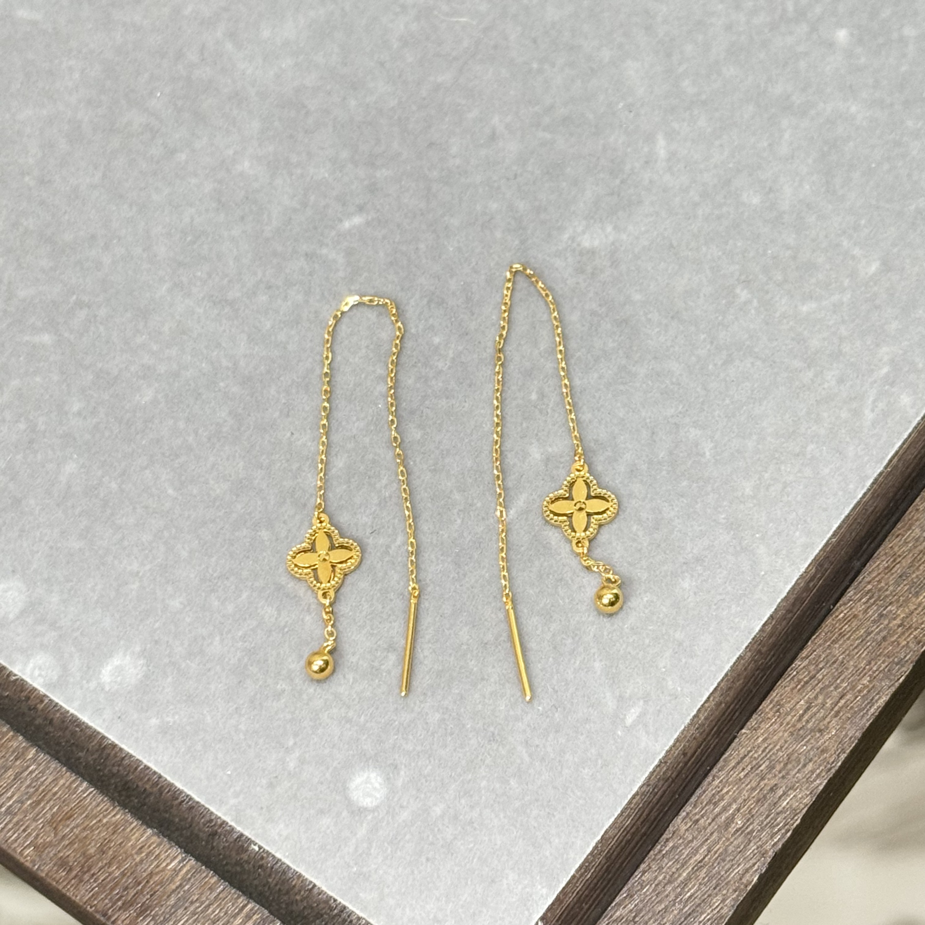 E【镂空老花耳线】-足金999精工5耳饰