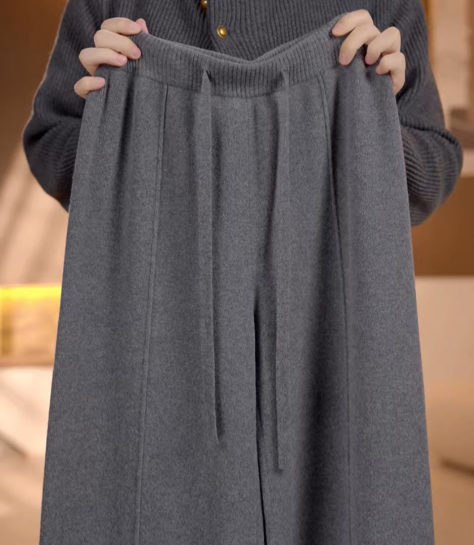 【V】杭州专柜 中高腰女裤 冬季百搭款 加绒直筒长裤C-0001-红07