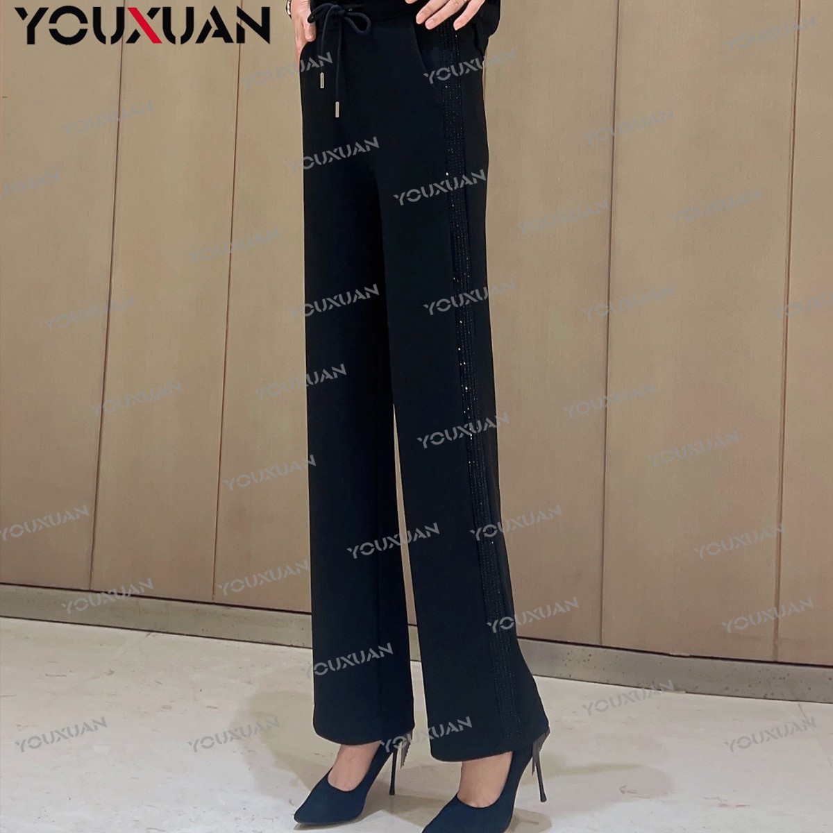 【品牌女神裤】新款时尚显瘦百搭弹力高腰裤子休闲长裤直筒裤202403