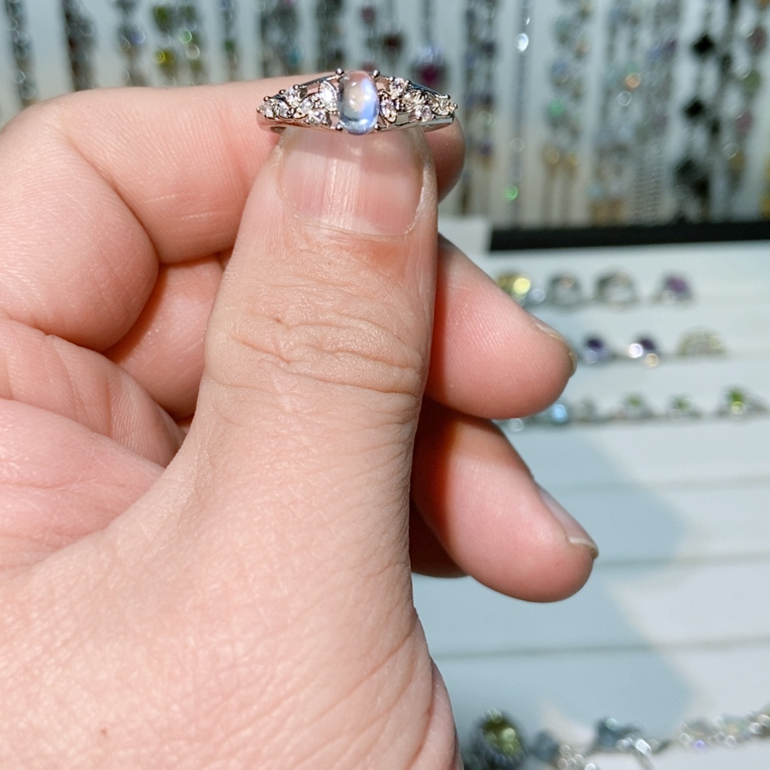 绿水晶戒指银S925镶嵌