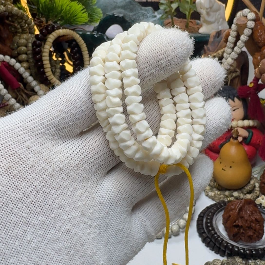 星月菩提手串6号车尺寸7白玉菩提玛尼墩108