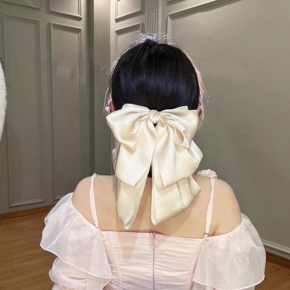 【直播现做】漂漆定制纺纱蝴蝶结抓夹韩版布艺轻薄纱发夹