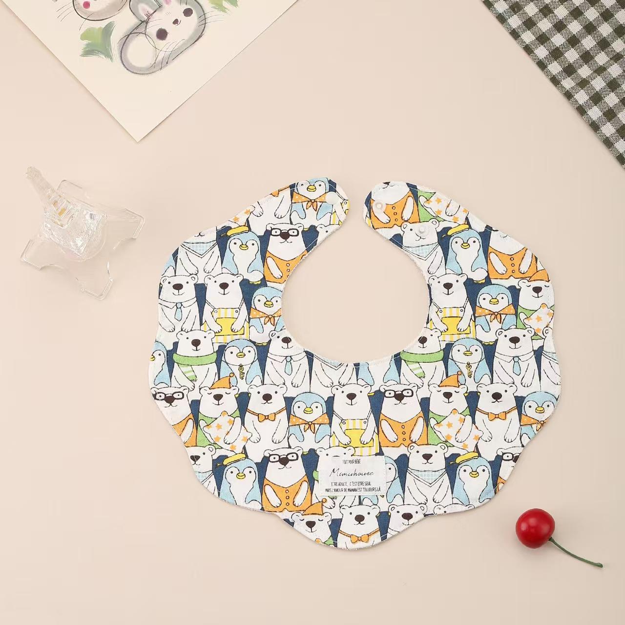 韩国同款A类纯棉宝宝百搭口水巾花瓣柔软婴儿防水防吐奶围嘴