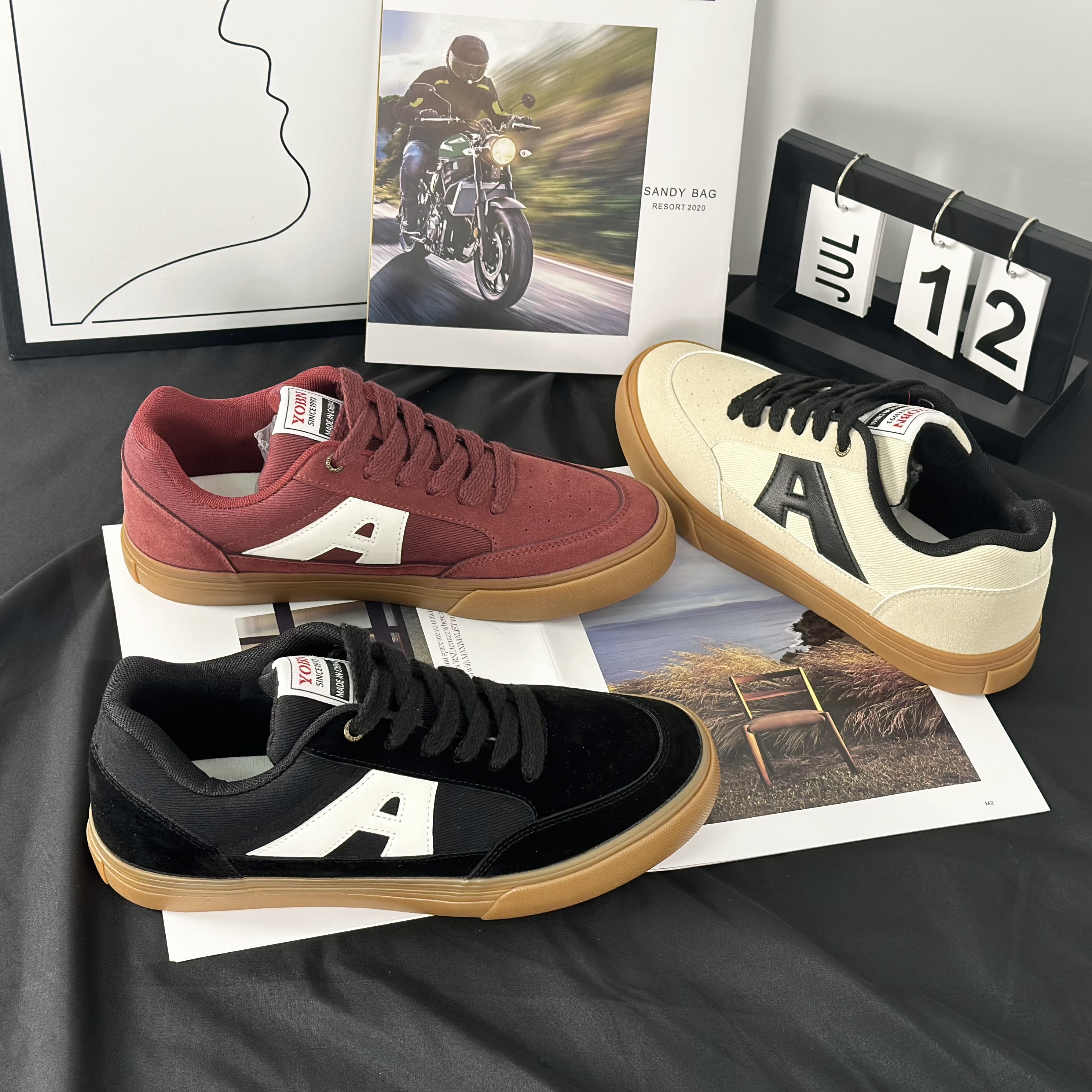 【牧小梵】2025车缝线增高耐磨透气板鞋休闲鞋潮流鞋子网面潮鞋男鞋