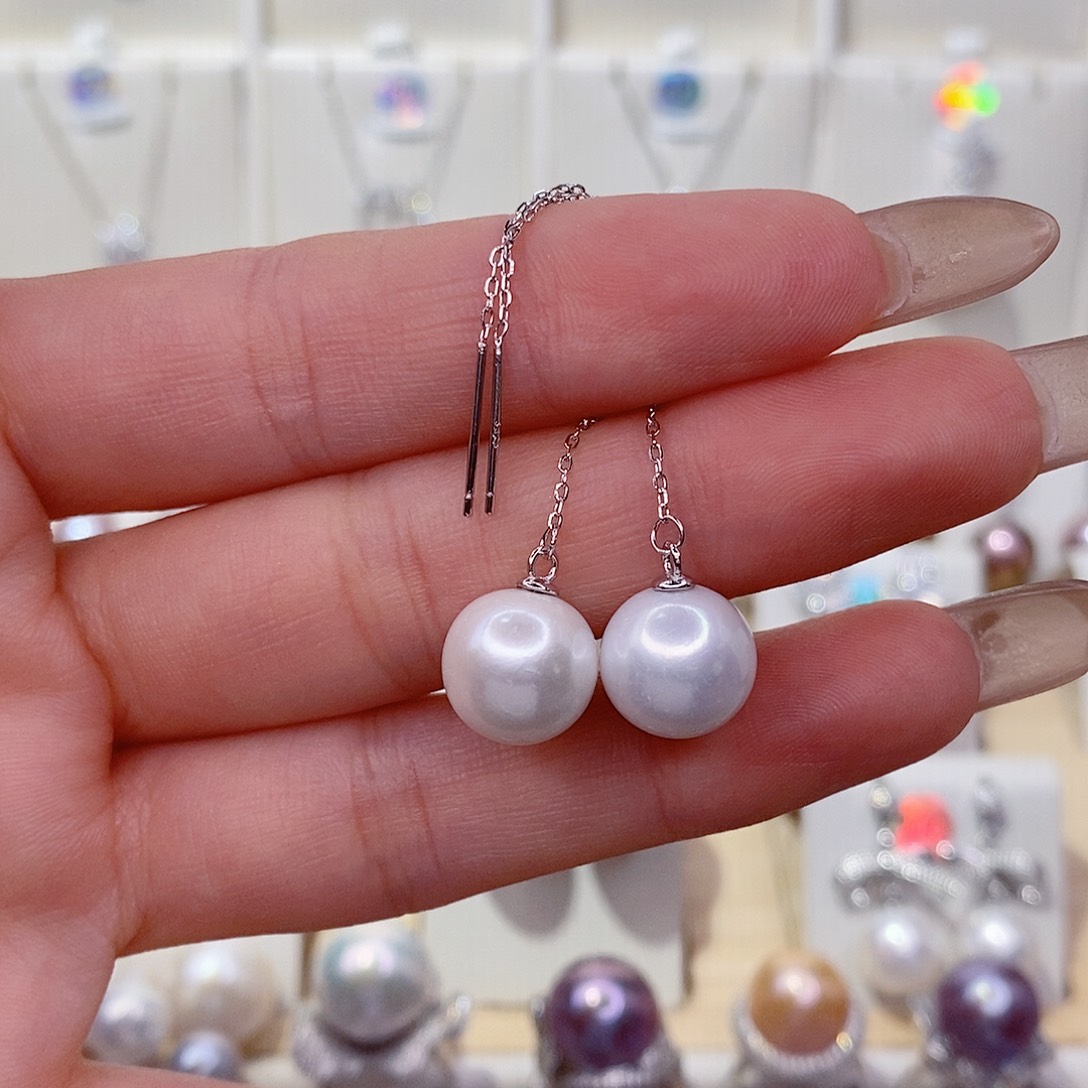 银S925镶嵌耳饰淡水珍珠