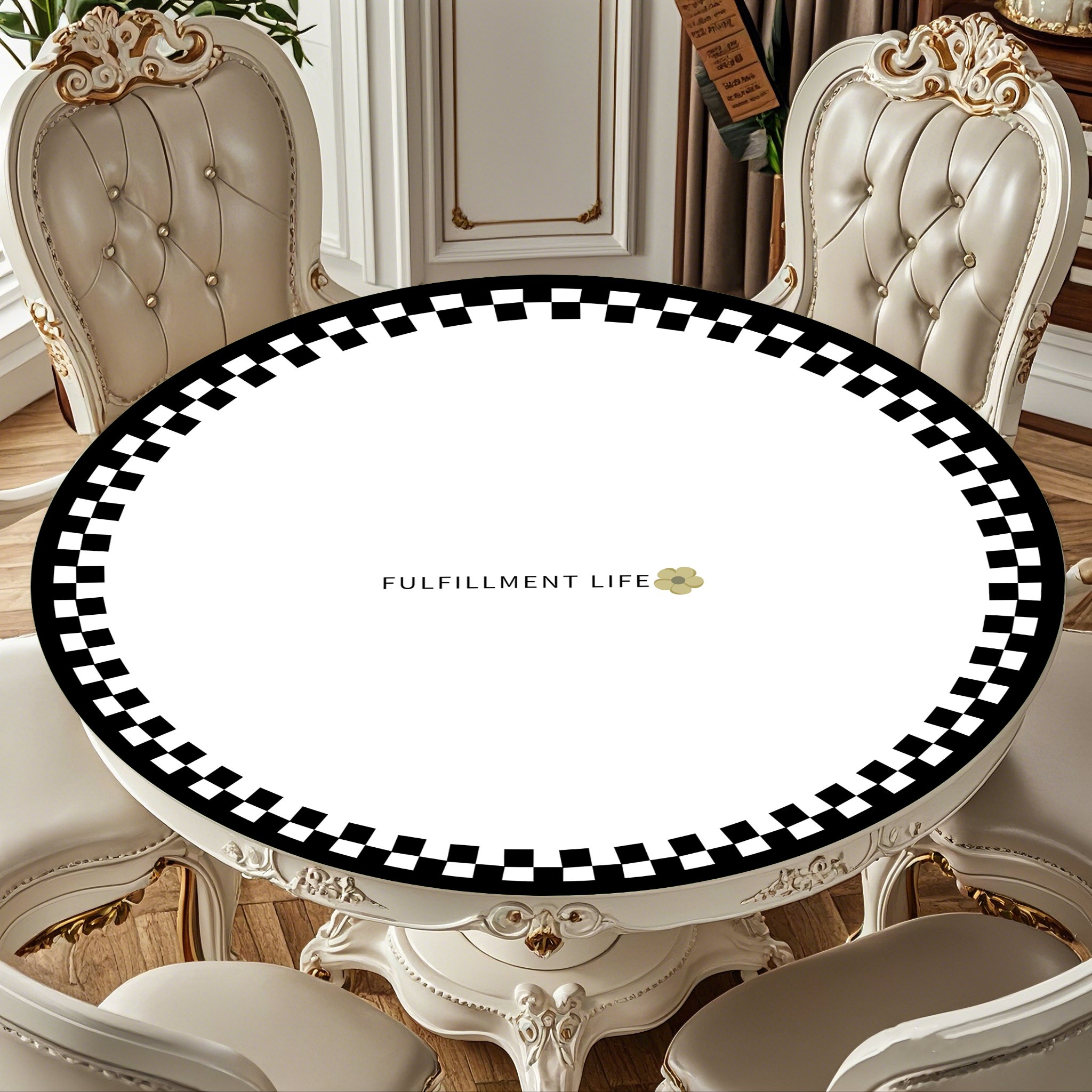 圆形餐桌垫圆桌简约轻奢高级感茶几餐桌防滑防水防油免洗防烫皮革