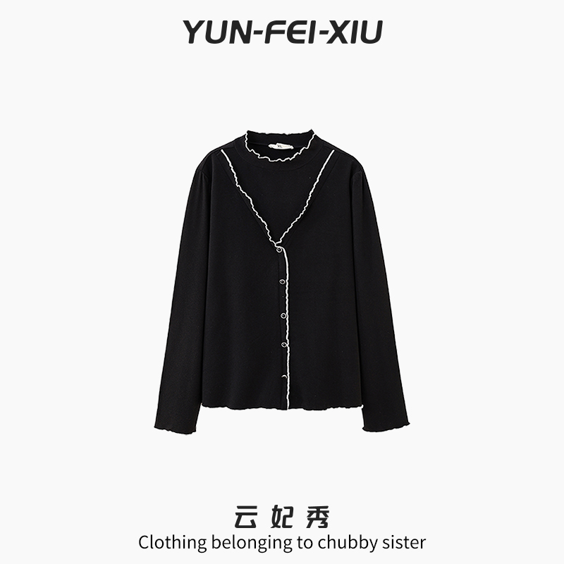云妃秀大码女装小衫时尚休闲胖妹妹显瘦宽松减龄遮肉立领冬季9069