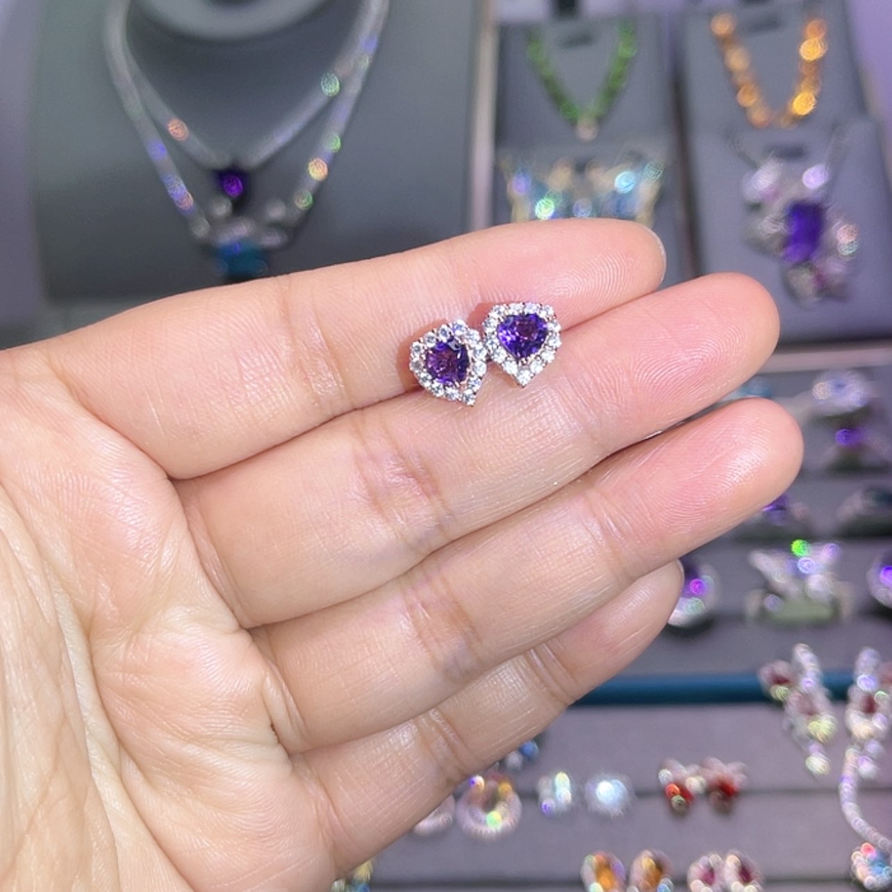 【闪购商品】紫晶耳饰银S925镶嵌耳饰