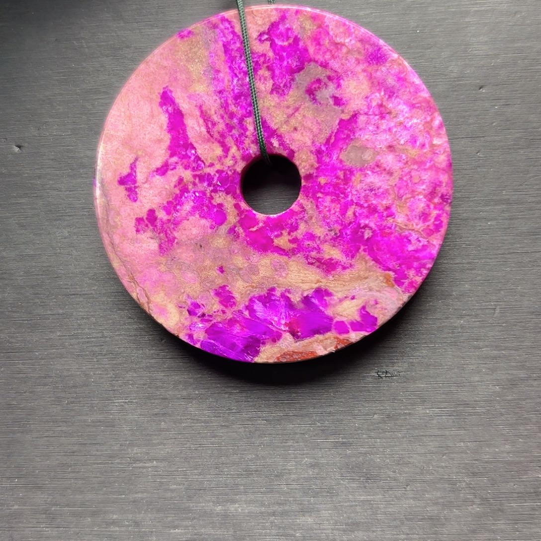 苏纪石（舒俱来）未镶嵌稀有大花桃红樱花平安扣