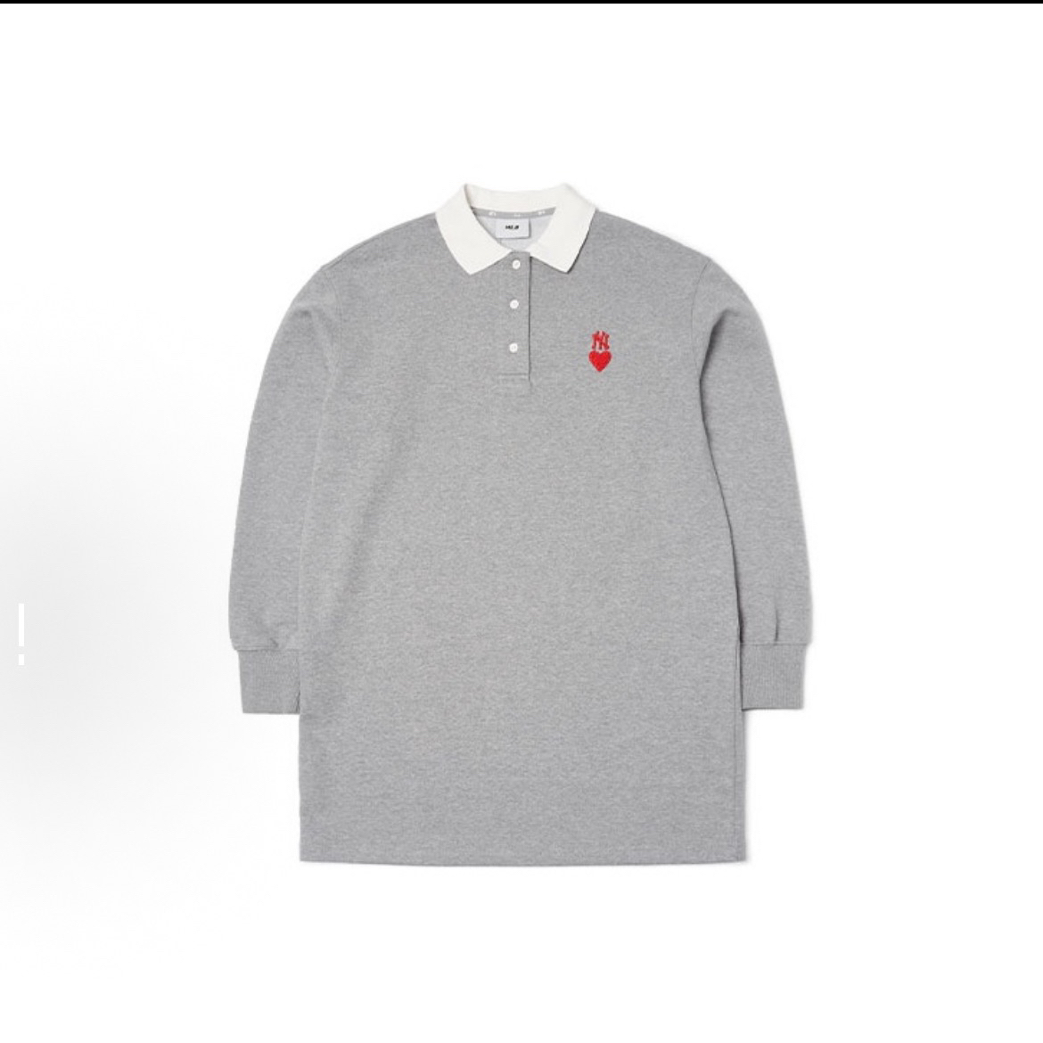 MLB 爱心刺绣logopolo领长袖连衣裙 女款 黑色灰色 PH0114