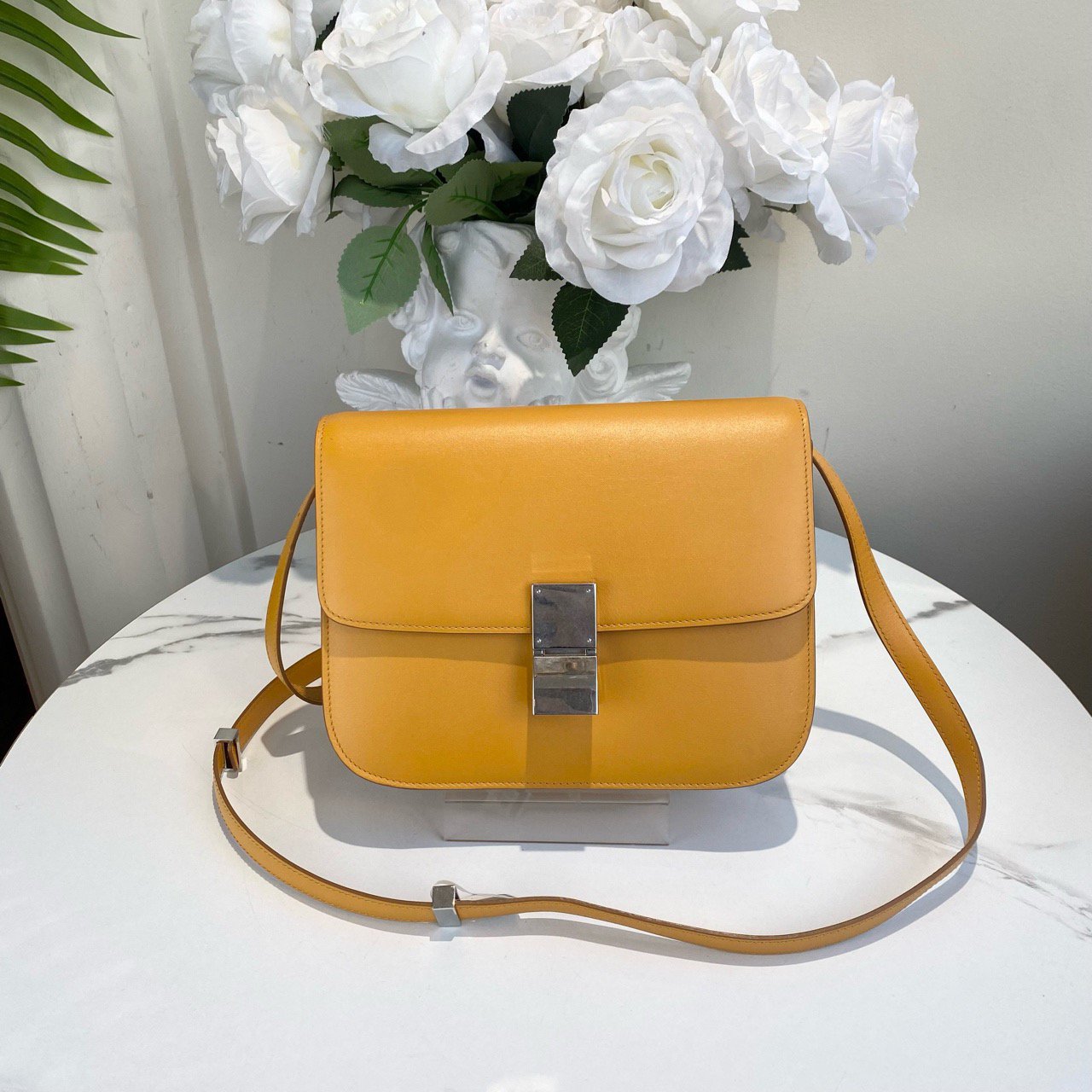 95新 Celine/思琳 御古屋/91746/黄色中号豆腐斜挎包
