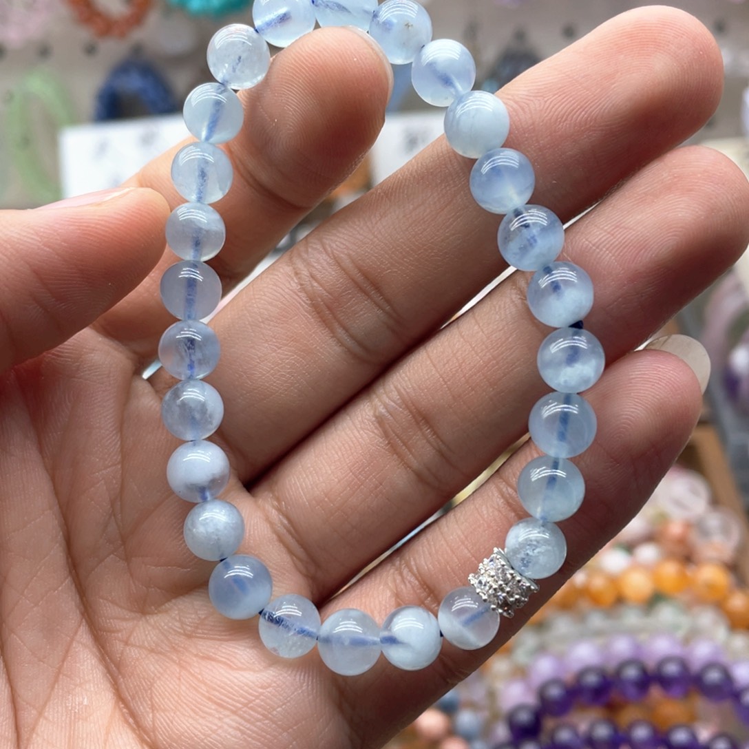 水晶未镶嵌手链7,5咪海蓝宝