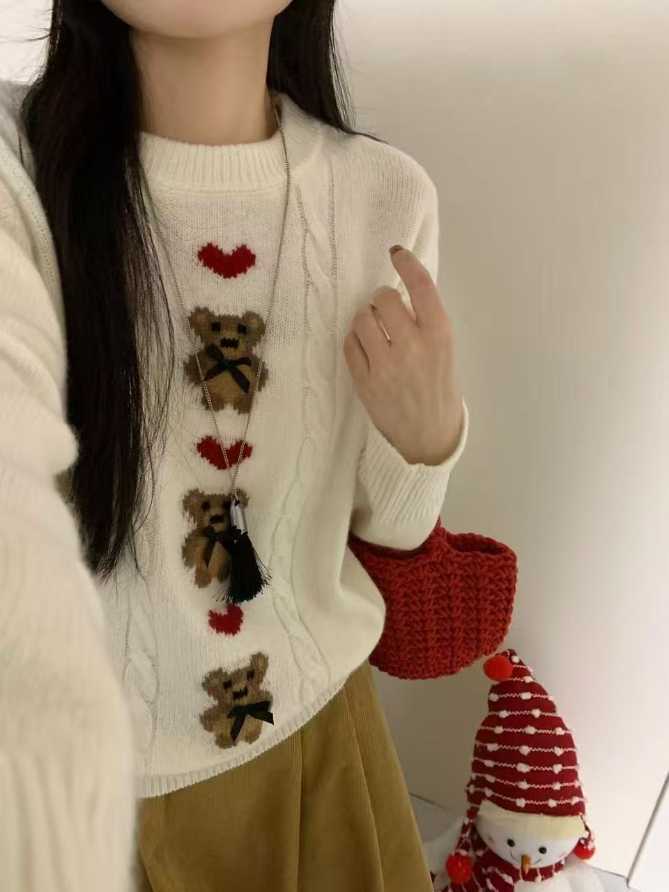 新新家X0132-长袖短款针织条纹女秋季毛针织衫上衣网红毛衣针织衫