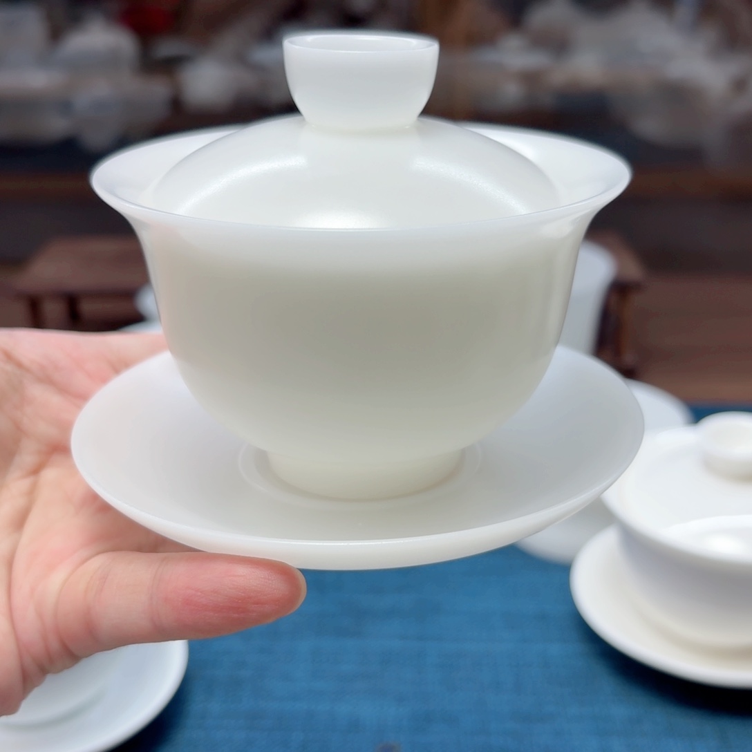 素烧璞玉冰种玉瓷茶具
