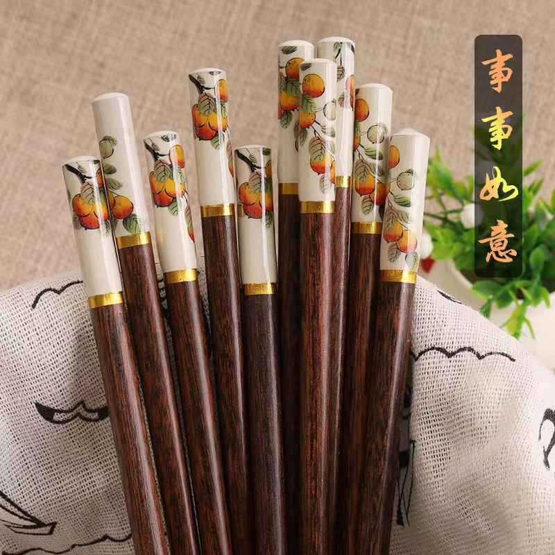 【福利品】柿事如意中式高档家用楠竹筷子好寓意一人一副专用筷子