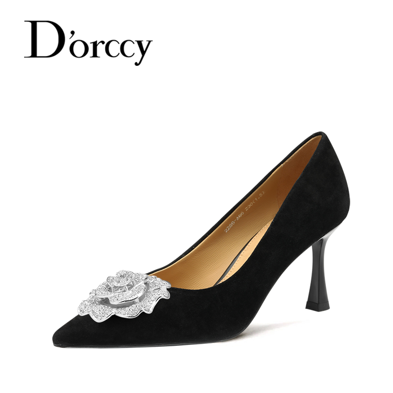 迪奥希2025年春夏高跟鞋女细跟尖头浅口气质轻奢百搭性感黑色春季