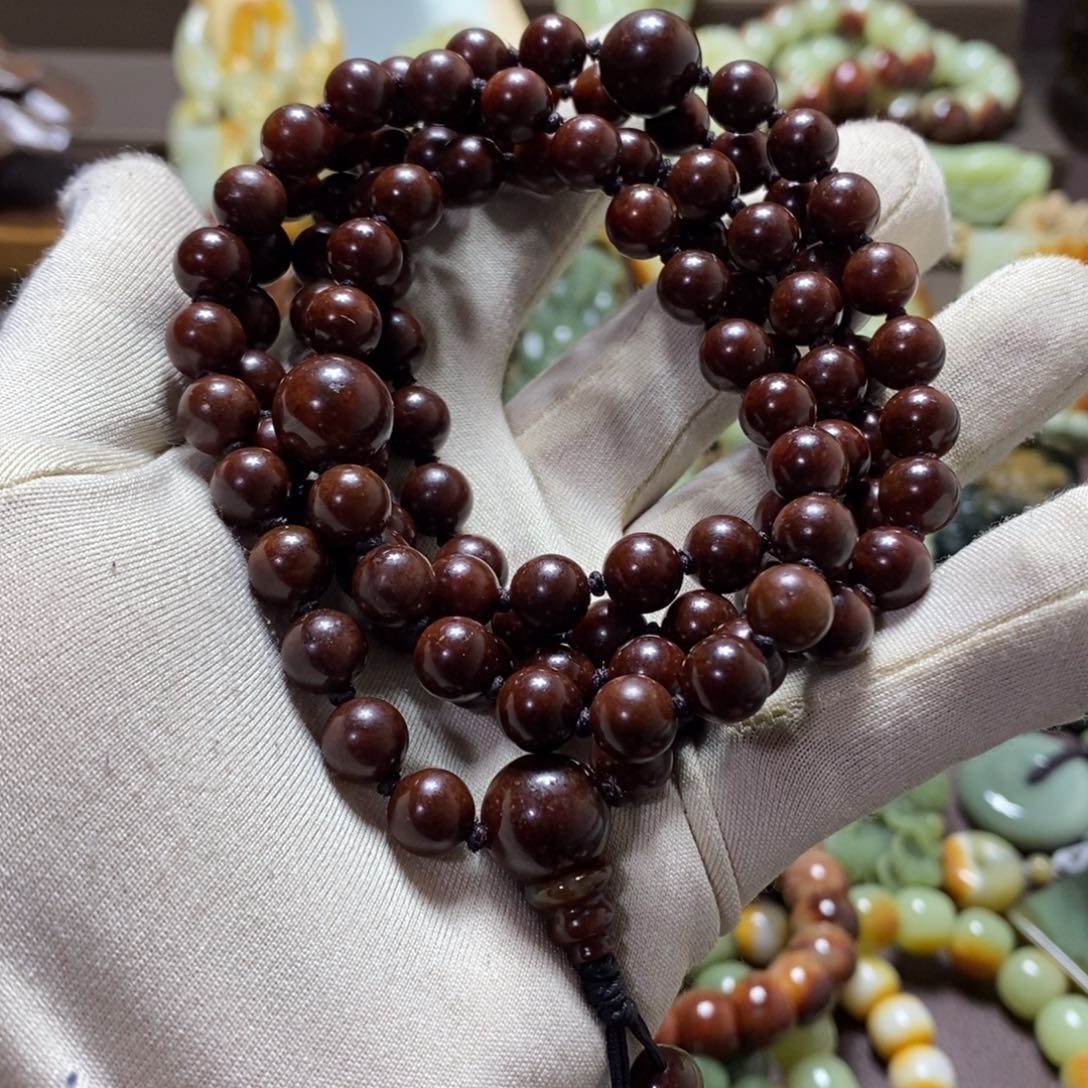 岫岩河磨玉（透闪石质玉）未镶嵌手链108粒8