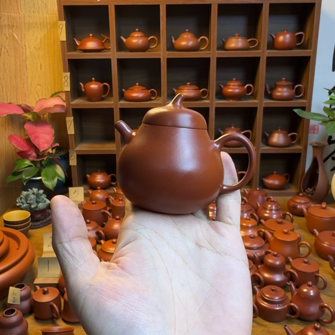 紫砂茶壶潮州朱泥壶茄瓜105c