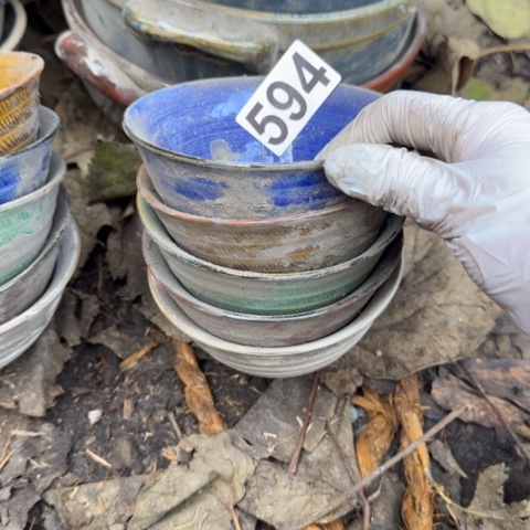 泥塑斗笠碗5只全品