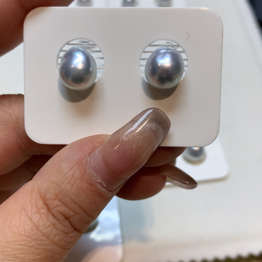 海水珍珠耳饰银S925镶嵌