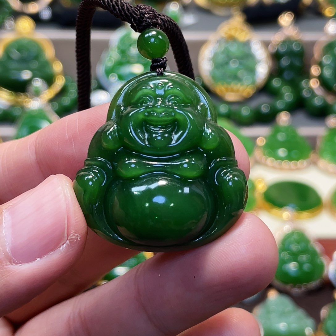 和田玉（碧玉）颈饰未镶嵌佛公35mm