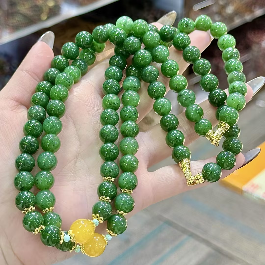 【CH】和田玉碧玉DIY项链-约9mm（多样性发其一）