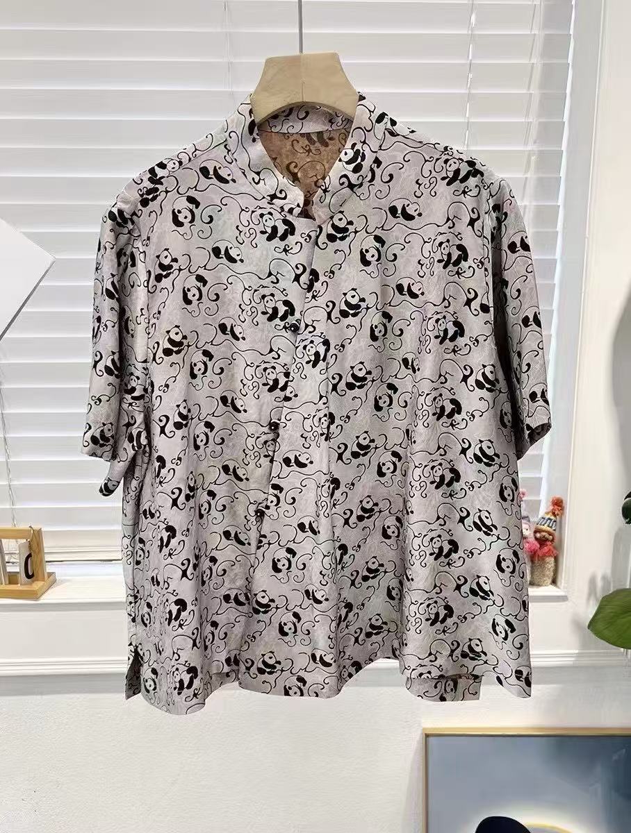 谢美丽-精选熊猫派系国风衬衫新中式