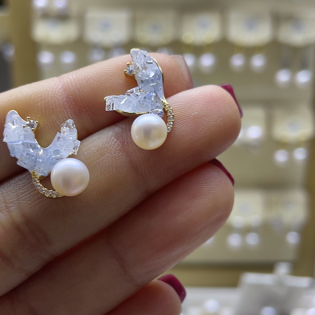 淡水珍珠耳饰银S925镶嵌