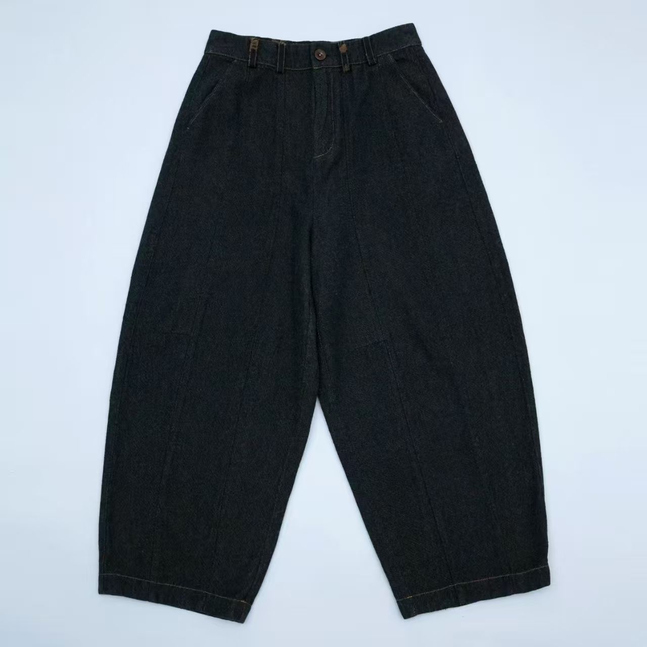 素朴布衣 垒土原创0560秋新汉麻棉休闲复古造型阔感牛仔裤女