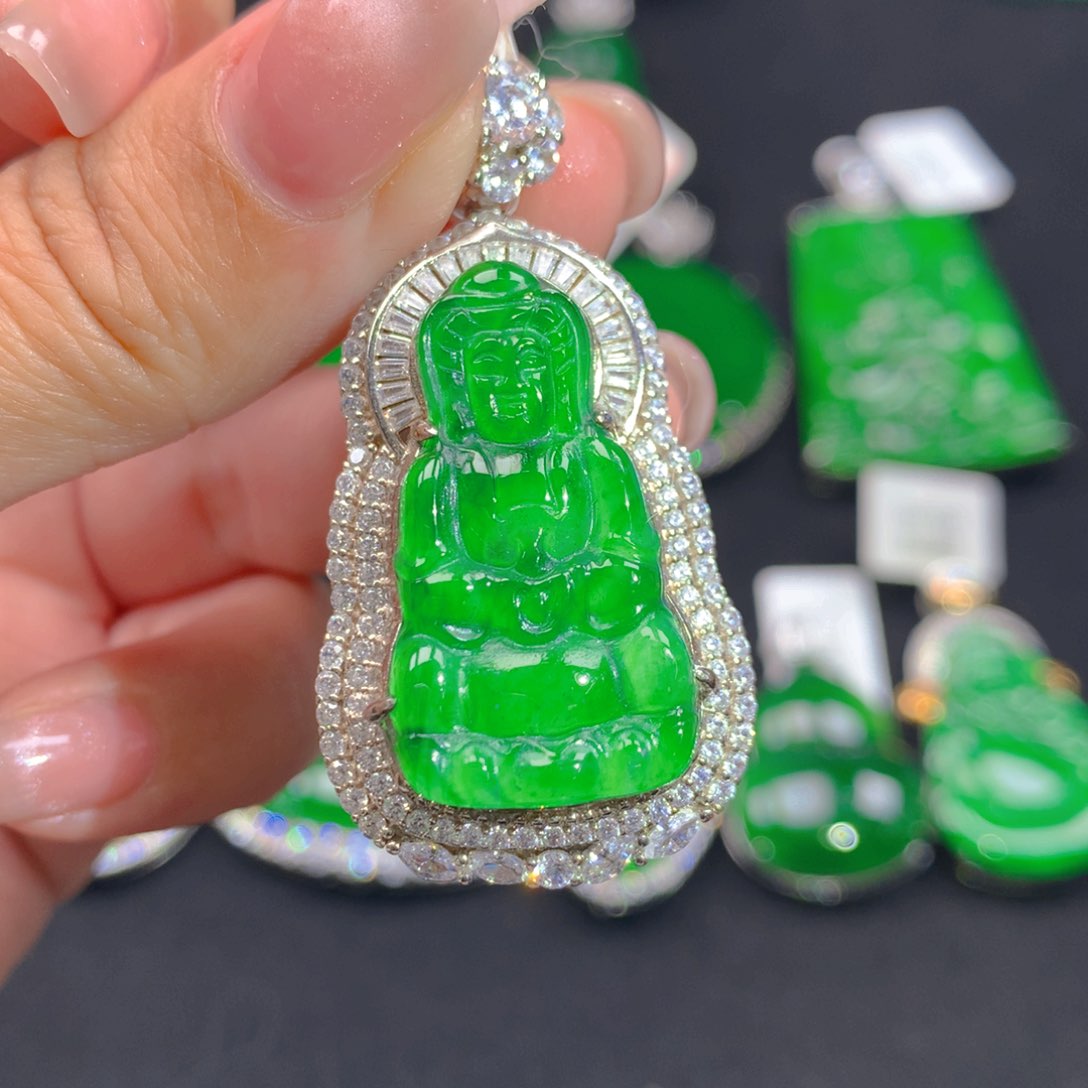 翡翠颈饰银S925镶嵌1111111111111