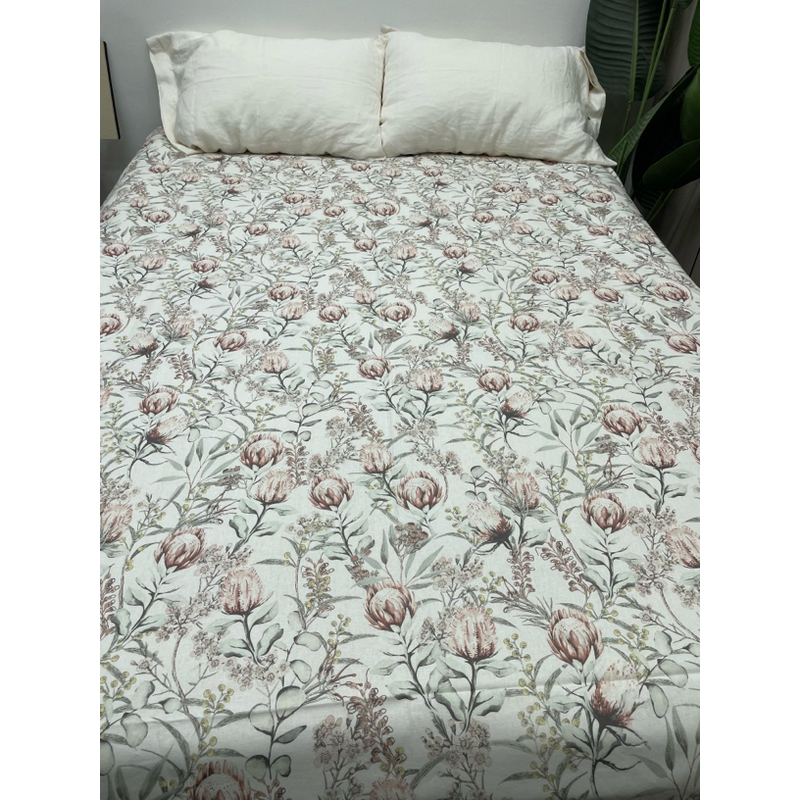 C102 帝王花11支汉麻双人床单  230*250cm