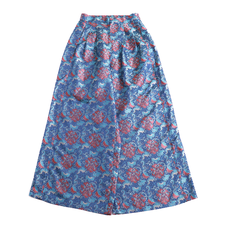 「丹锦映蓝裤子」乐锦坊 宋锦 国风手工原创设计百搭中式汉服裤子