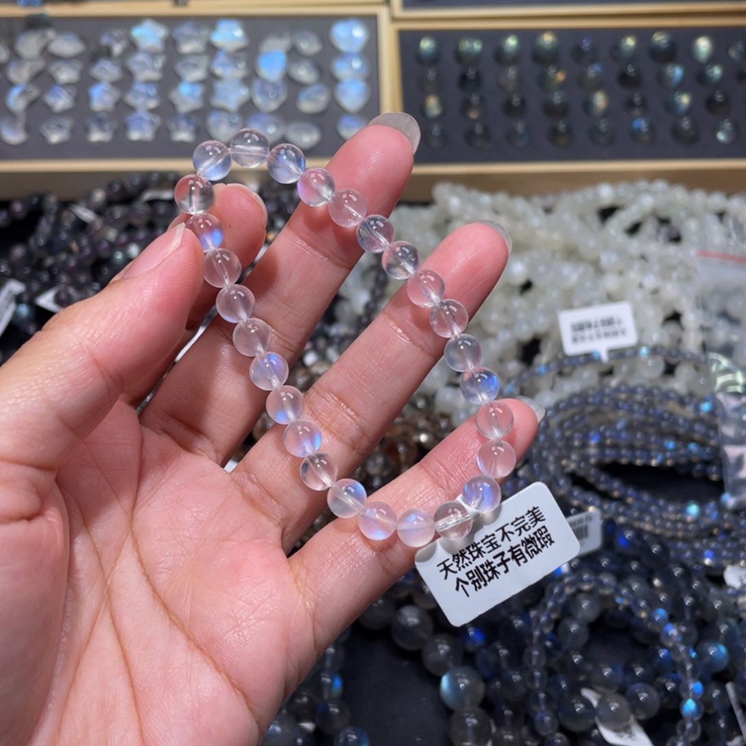 月光石手链未镶嵌曌*纪蓝月光手链7.1m