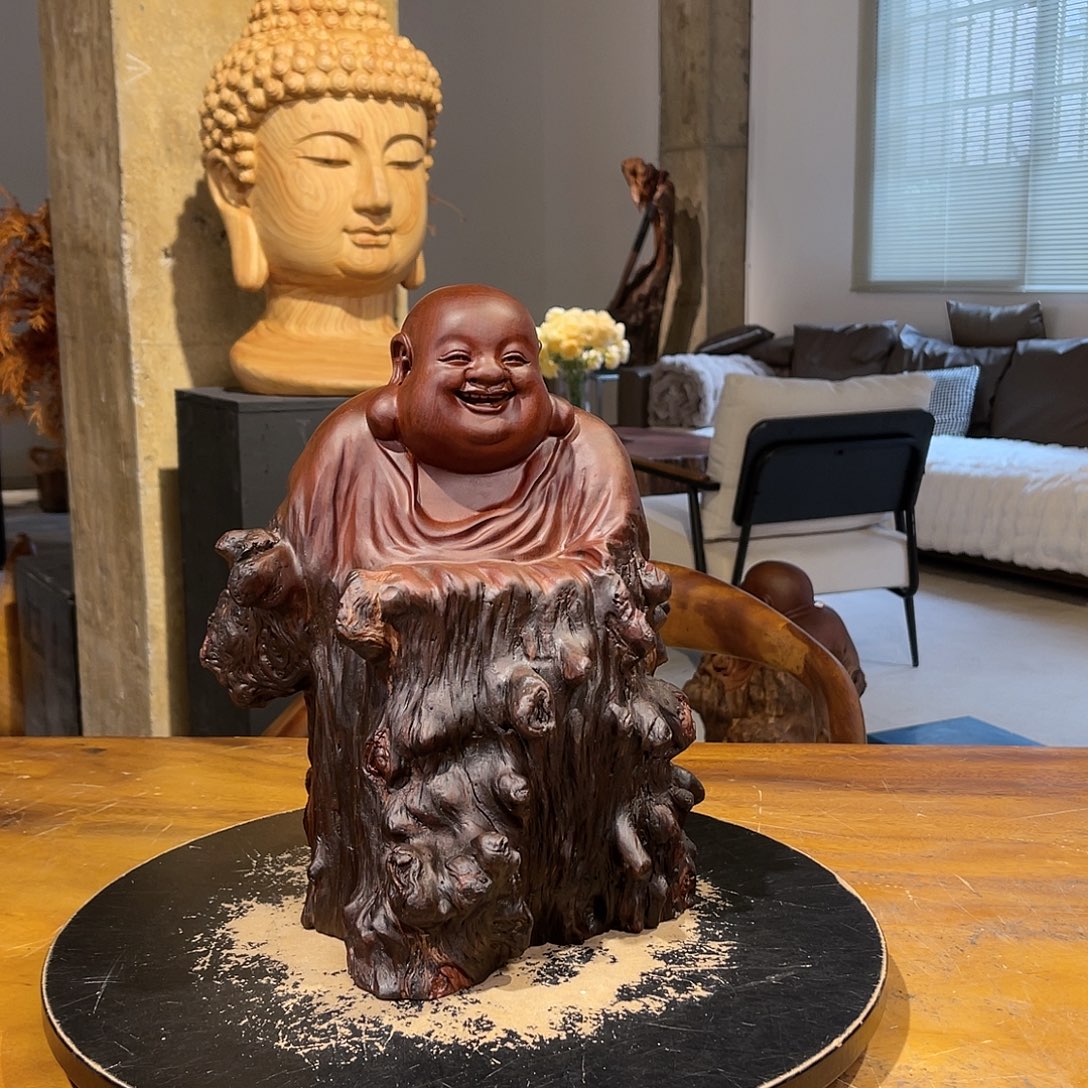 马***功木纯手工实木摆件