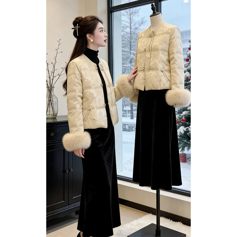 香朵儿【玉锦辞】新中式国风流苏盘扣棉服女士2026冬季新款保暖棉衣