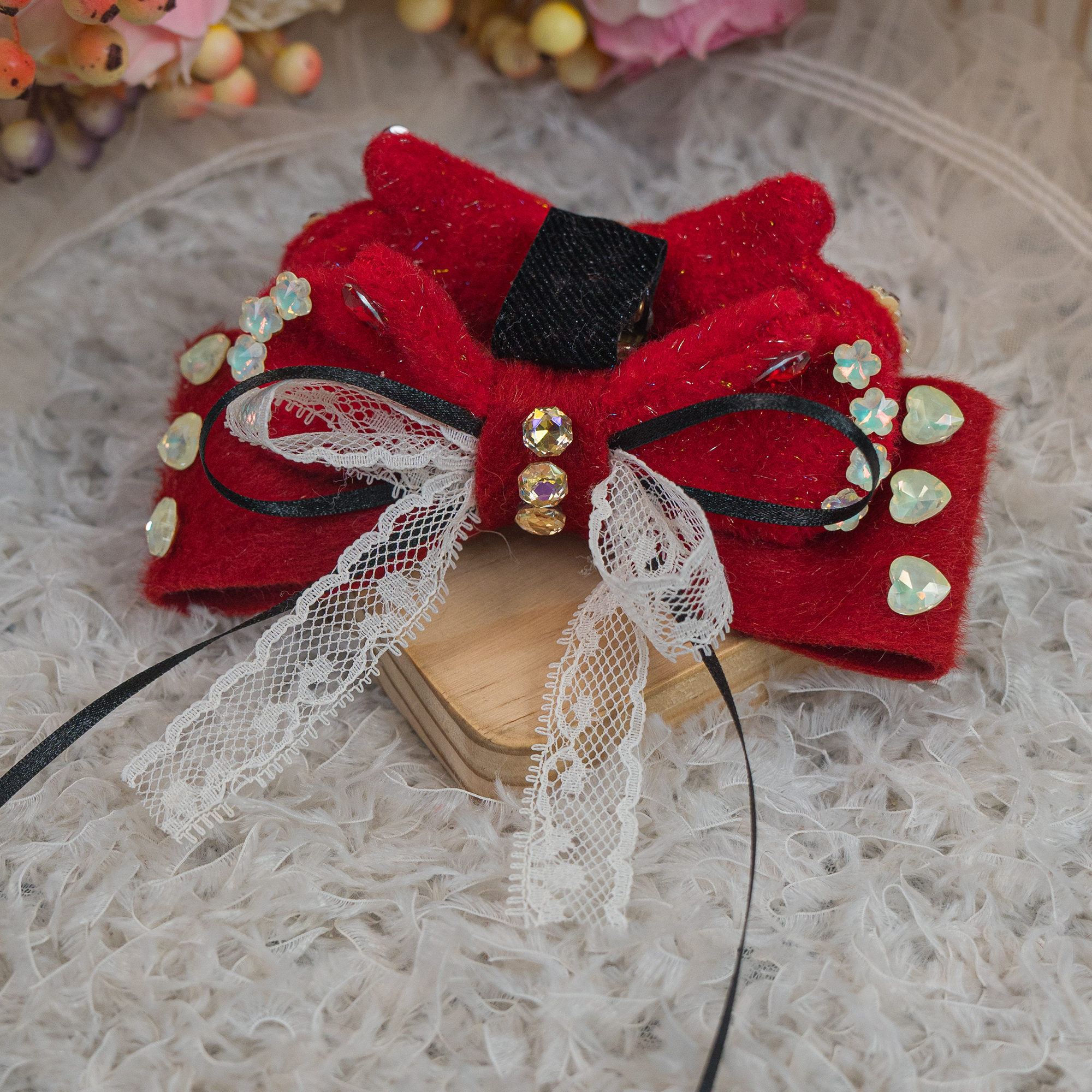 饰阿梁4474 红领结顶抓公主圣诞节日儿童头饰女童发饰日常秋冬