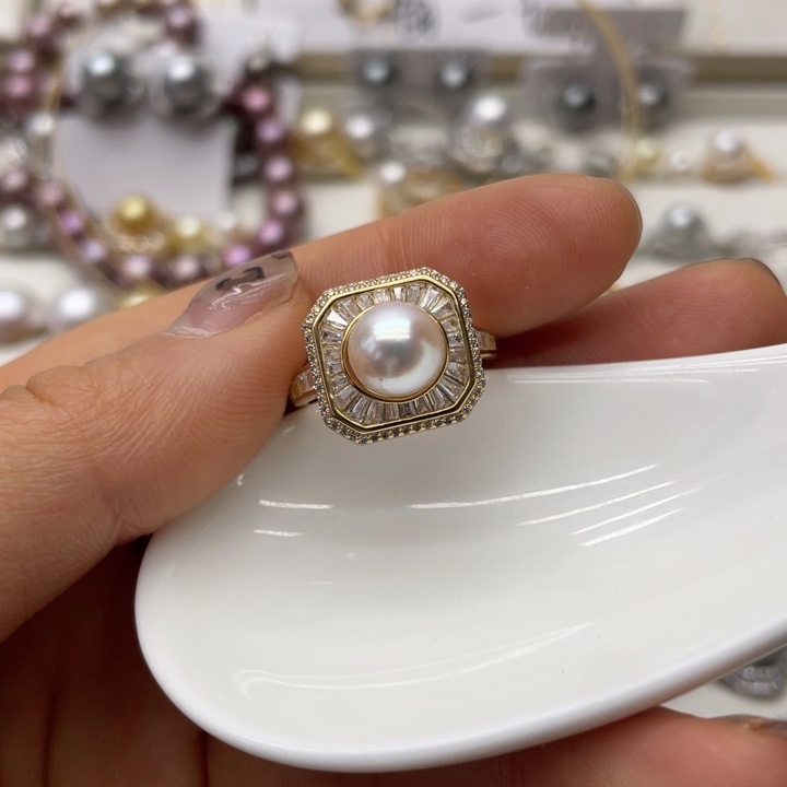 海水珍珠戒指银S925镶嵌