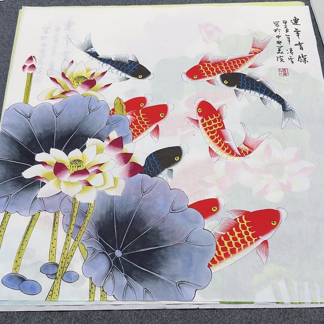 国画尺寸70X70手绘作品