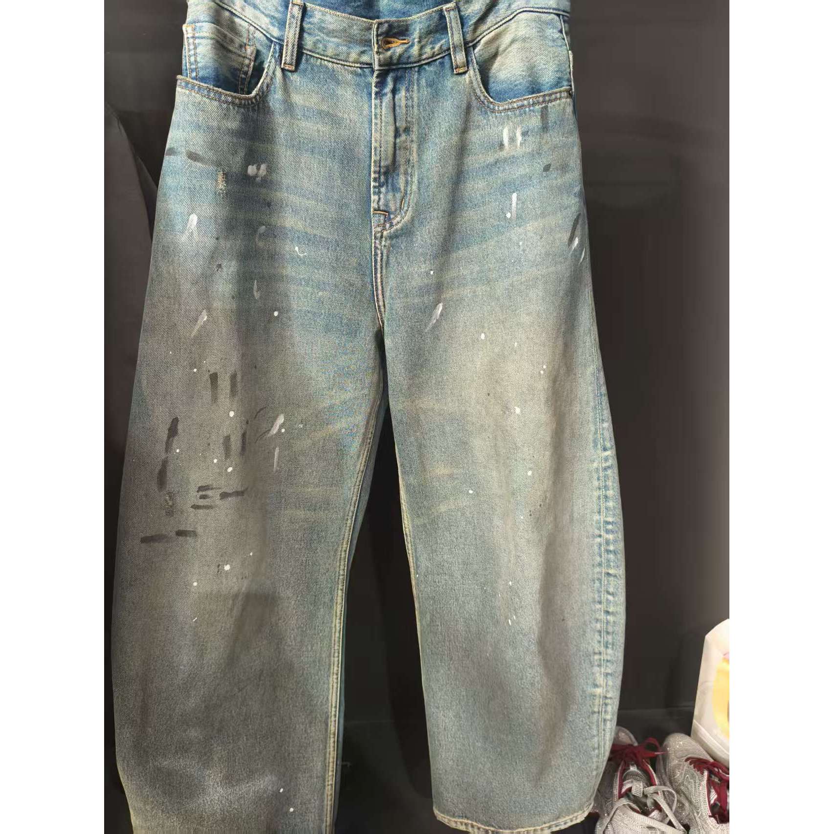 G797【發】秋冬季顶奢潮流设计款泼墨牛仔裤 